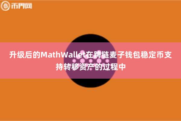 升级后的MathWallet在跨链麦子钱包稳定币支持转移资产的过程中